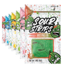 7 bags of assorted flavors of Sour Strips candy including Watermelon, Pink Lemonade, Green apple, tropical mango, rainbow, blue raspberry and strawberry, each weighing 3.4 ounces (96 grams). The vibrant design for each flavor mentioned, features a color cartoon character of that flavor on a speckled white and colored background that represents the flavor. These sour treats come in resealable bags for your convenience.