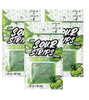Image of three packages from the Green Apple-Six Pack by SourStrips, arranged in a row. Each package features a white background with green apple illustrations and the text "Sour Strips" prominently displayed. The weight is indicated as 3.4 oz (96g). Perfect for those who crave intensely sour delights!