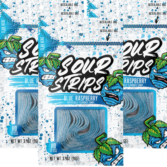6 Pack Blue Raspberry Sour Strips, Best Actually Sour Chewy Blue ...