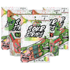 The SourStrips Summer Sampler Pack features five colorful candy bags with angry cartoon fruit faces and bright graphics on resealable packaging, showcasing the Melonade flavor in front.